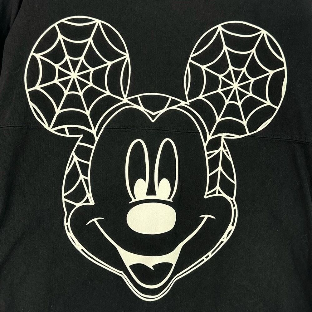 Disney Spirit Jersey Glow Mickey Spider Web Boo Long Sleeve XS Halloween Spooky - Picture 7 of 9